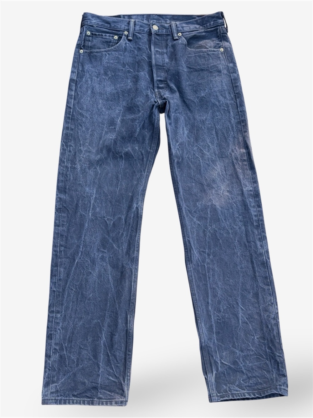 Levis 501 Line 8 Jeans Mens 34x34 Marbled Dark Wash Button Fly Straight Leg